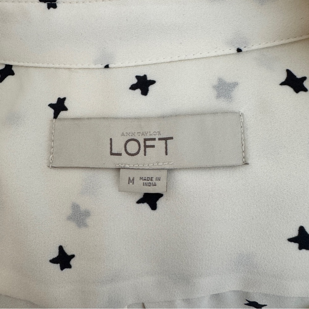 LOFT Cream Star Print Button Down Blouse | Celestial Indie - Picture 6 of 6